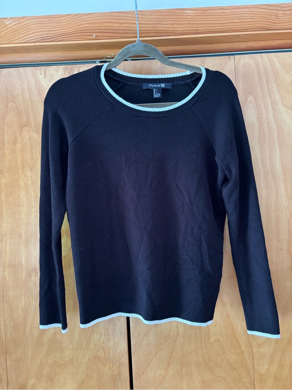 Forever 21 Black Crewneck Sweater with White Trim